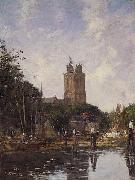 Eugene Boudin Dordrecht, the Grote Kerk from the Canal oil on canvas
